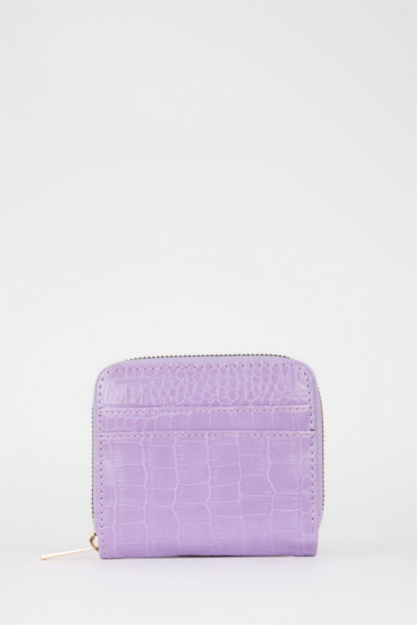Kadın Lila Kadın Desenli Suni Deri Cüzdan