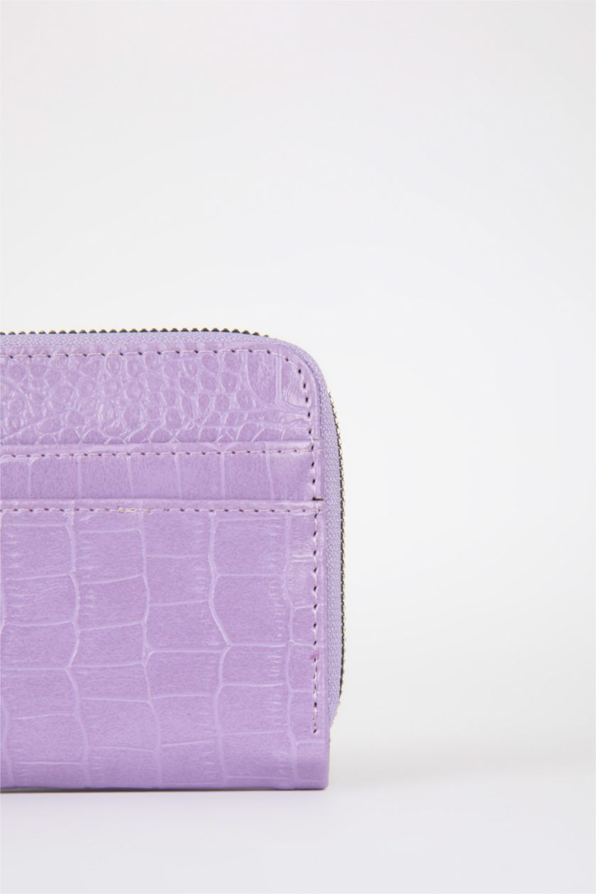 Kadın Lila Kadın Desenli Suni Deri Cüzdan