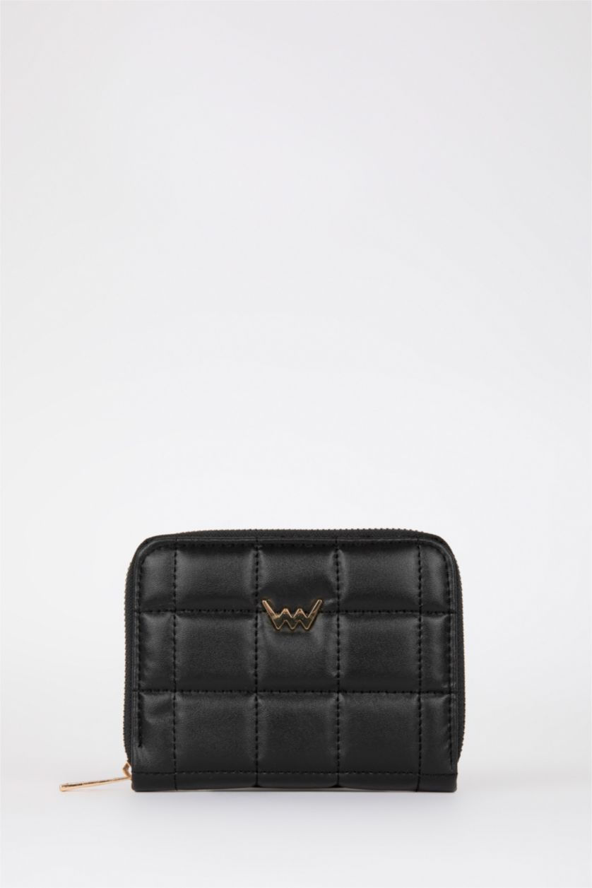 Kadın Siyah Kadın Dikiş Desenli Suni Deri Cüzdan