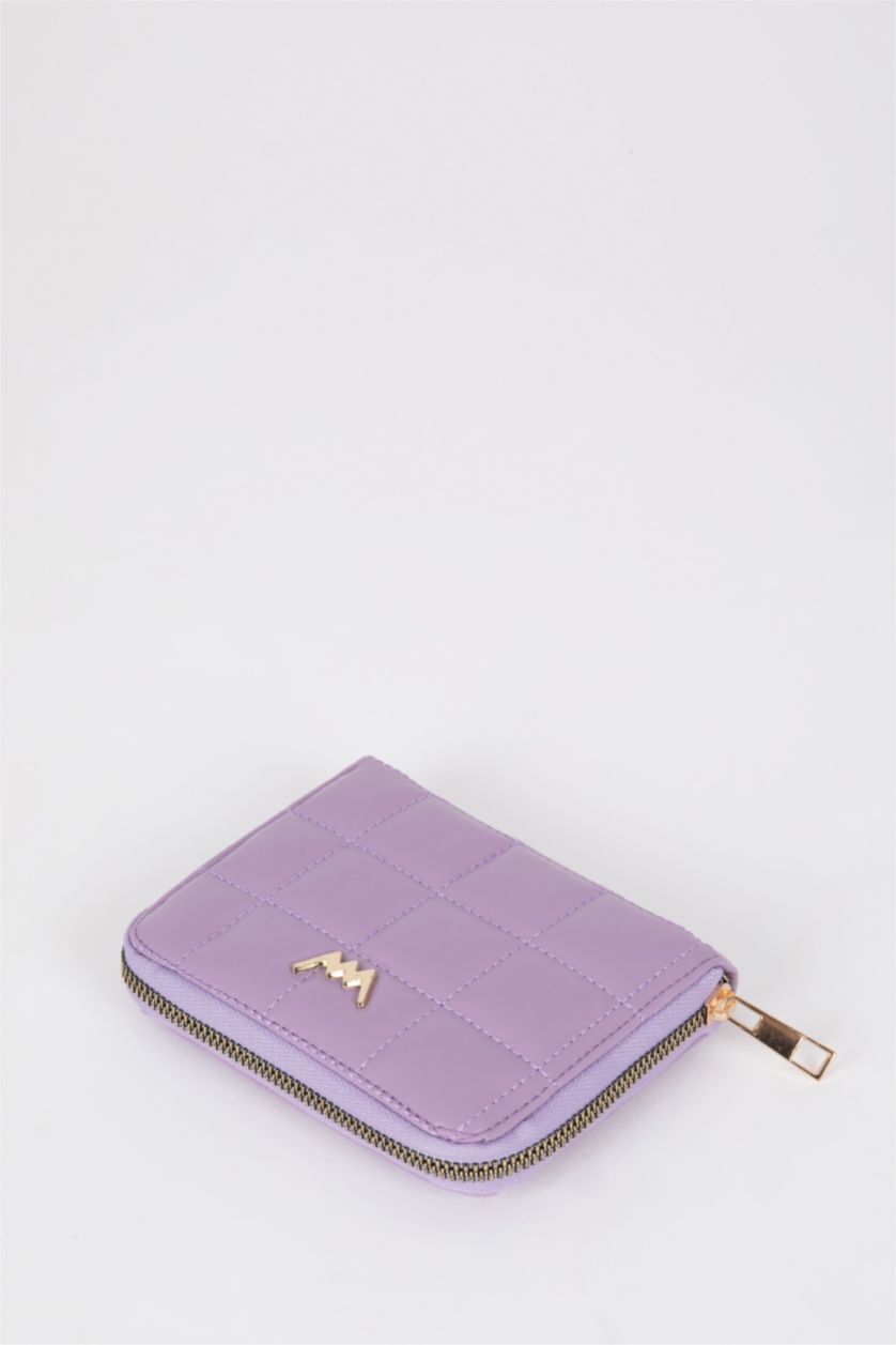 Kadın Lila Kadın Dikiş Desenli Suni Deri Cüzdan