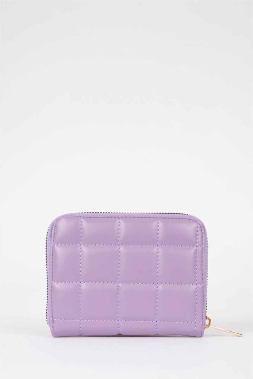 Kadın Lila Kadın Dikiş Desenli Suni Deri Cüzdan