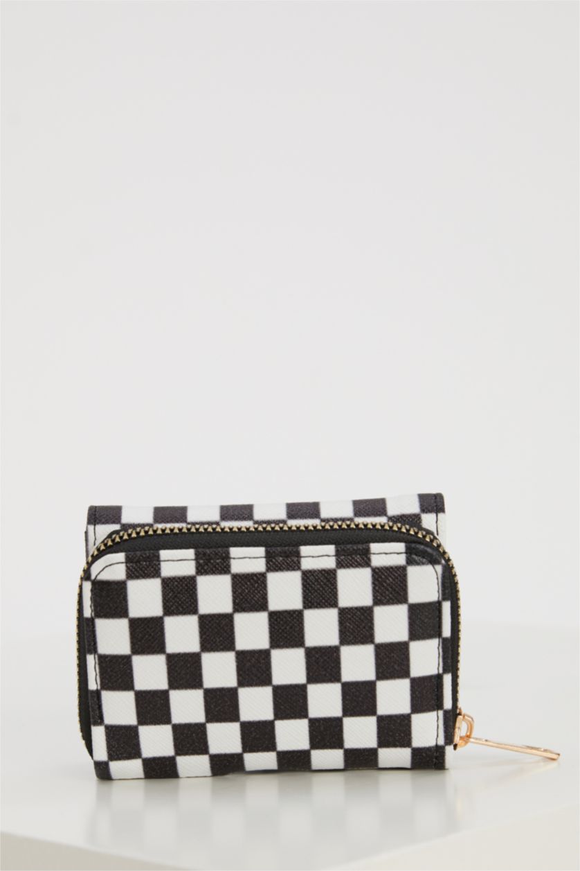 Kadın Karma Kadın Damalı Suni Deri Cüzdan