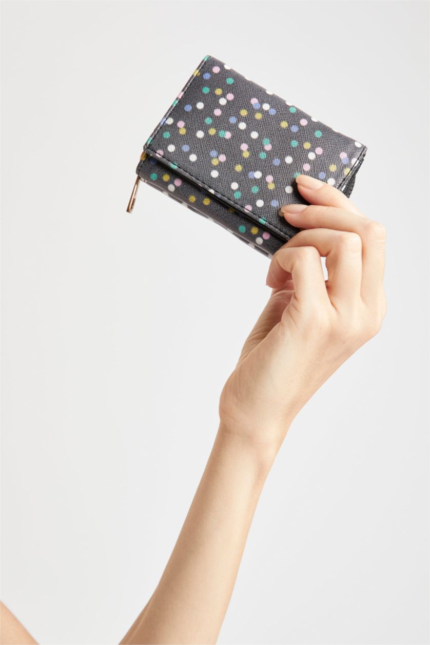 Kadın Karma Puantiye Desenli Suni Deri Cüzdan