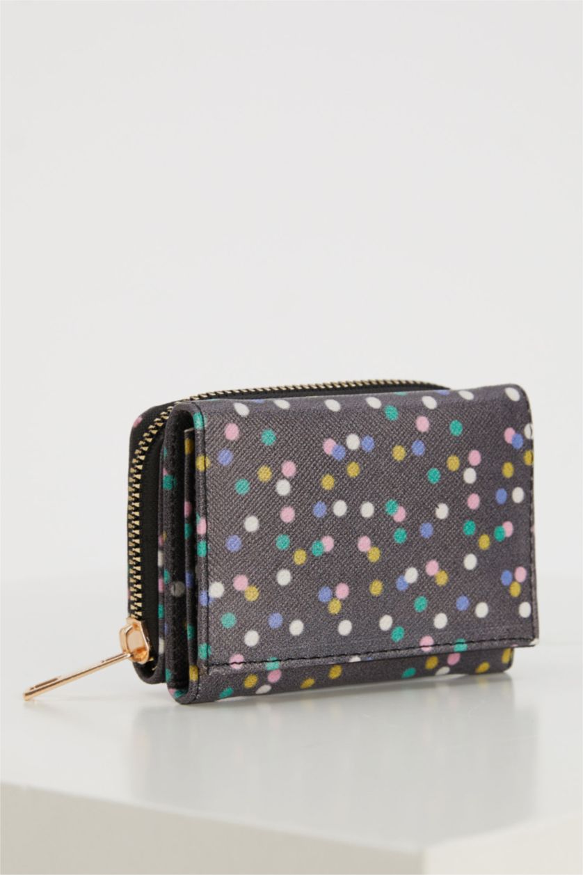 Kadın Karma Puantiye Desenli Suni Deri Cüzdan