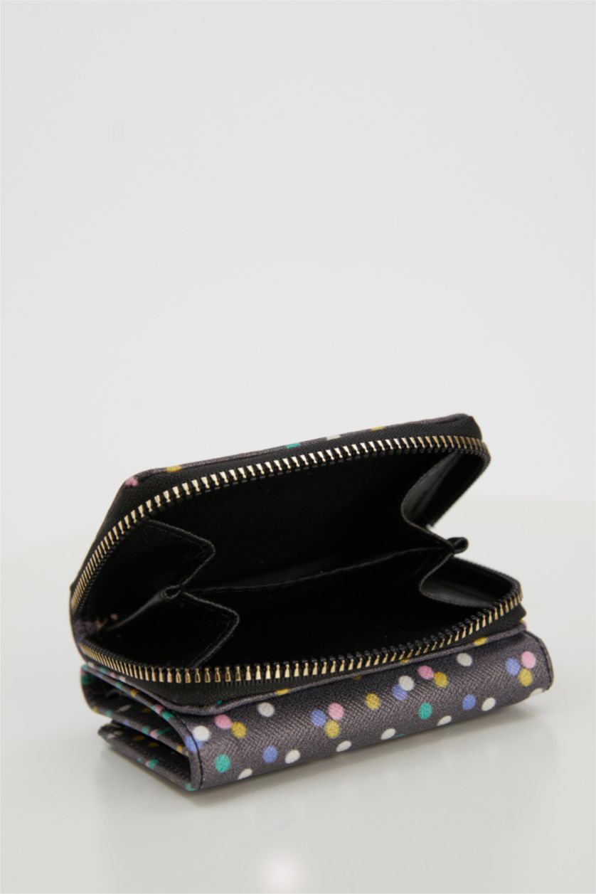 Kadın Karma Puantiye Desenli Suni Deri Cüzdan