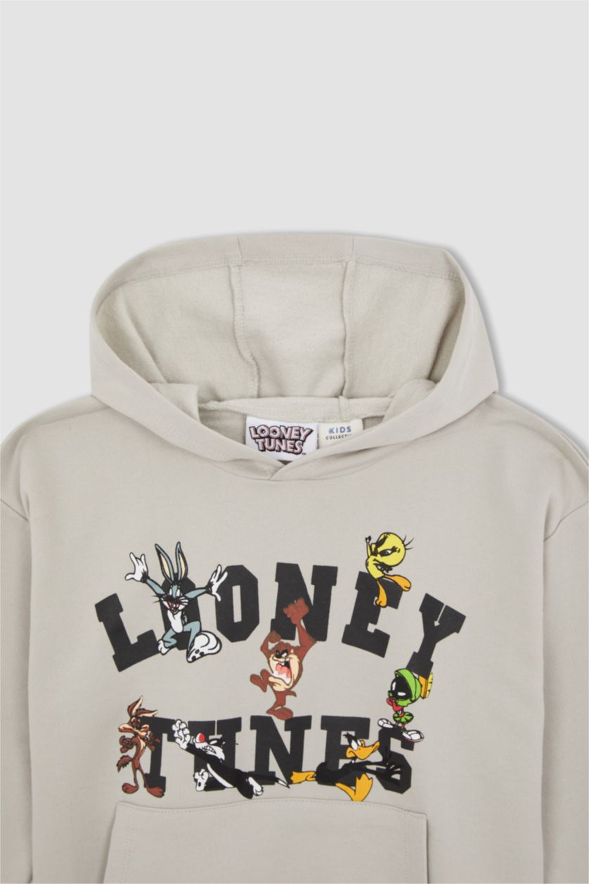 Erkek Çocuk - Genç Erkek Taş Erkek Çocuk Looney Tunes Lisanslı Regular Fit Kapüşonlu Kanguru Cepli Sweatshirt