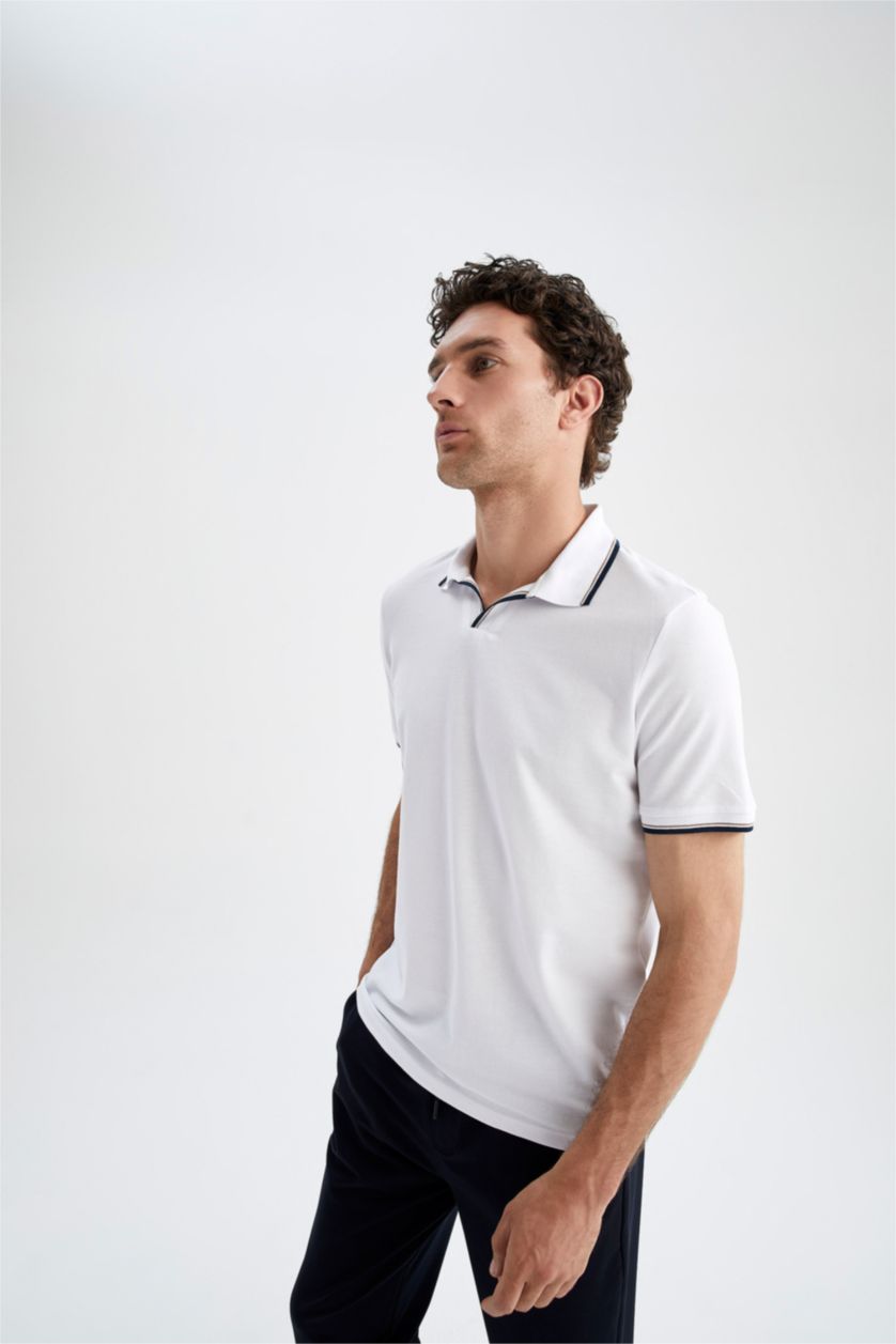 MAN White Regular Fit Short Sleeve Polo T-Shirt