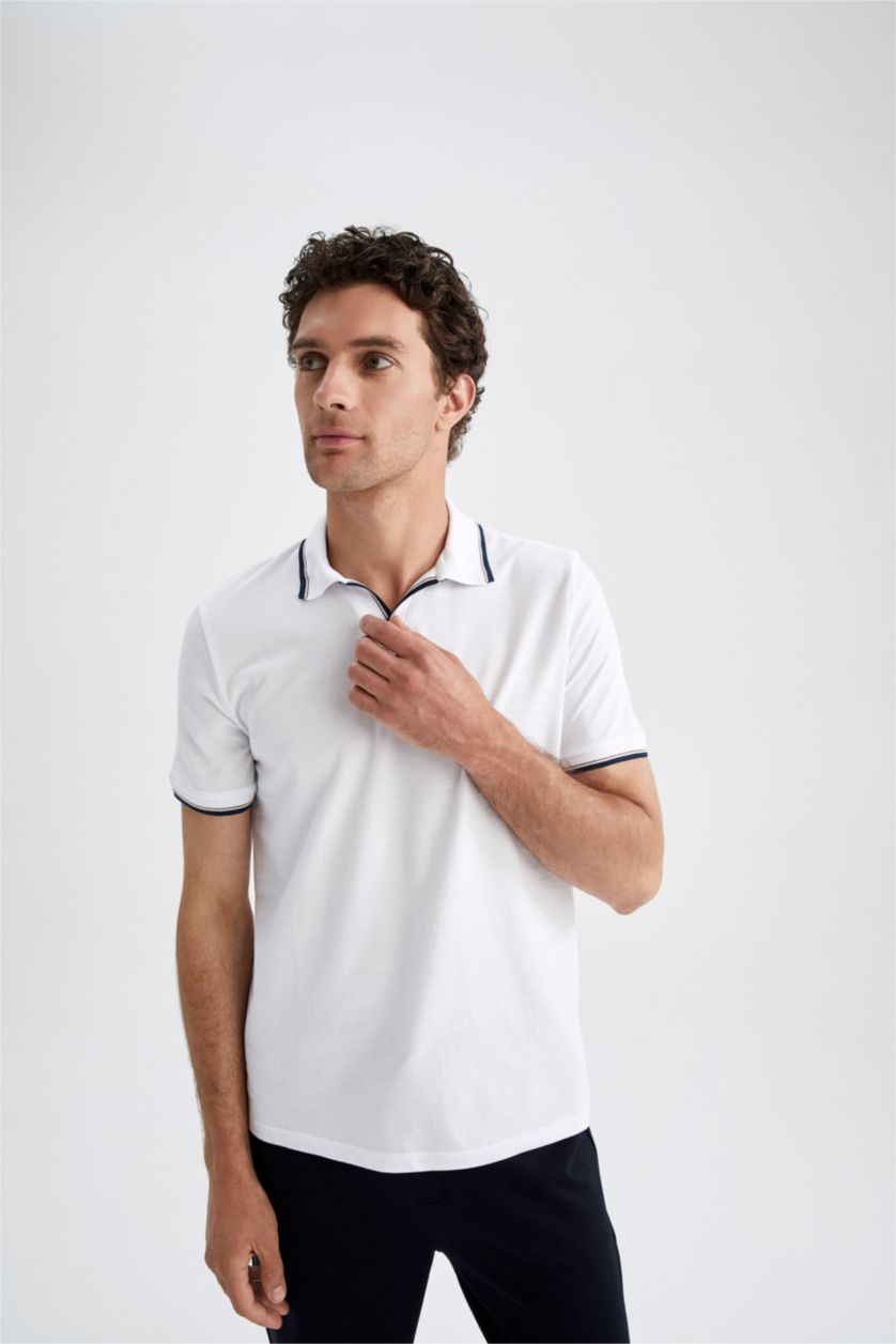 MAN White Regular Fit Short Sleeve Polo T-Shirt