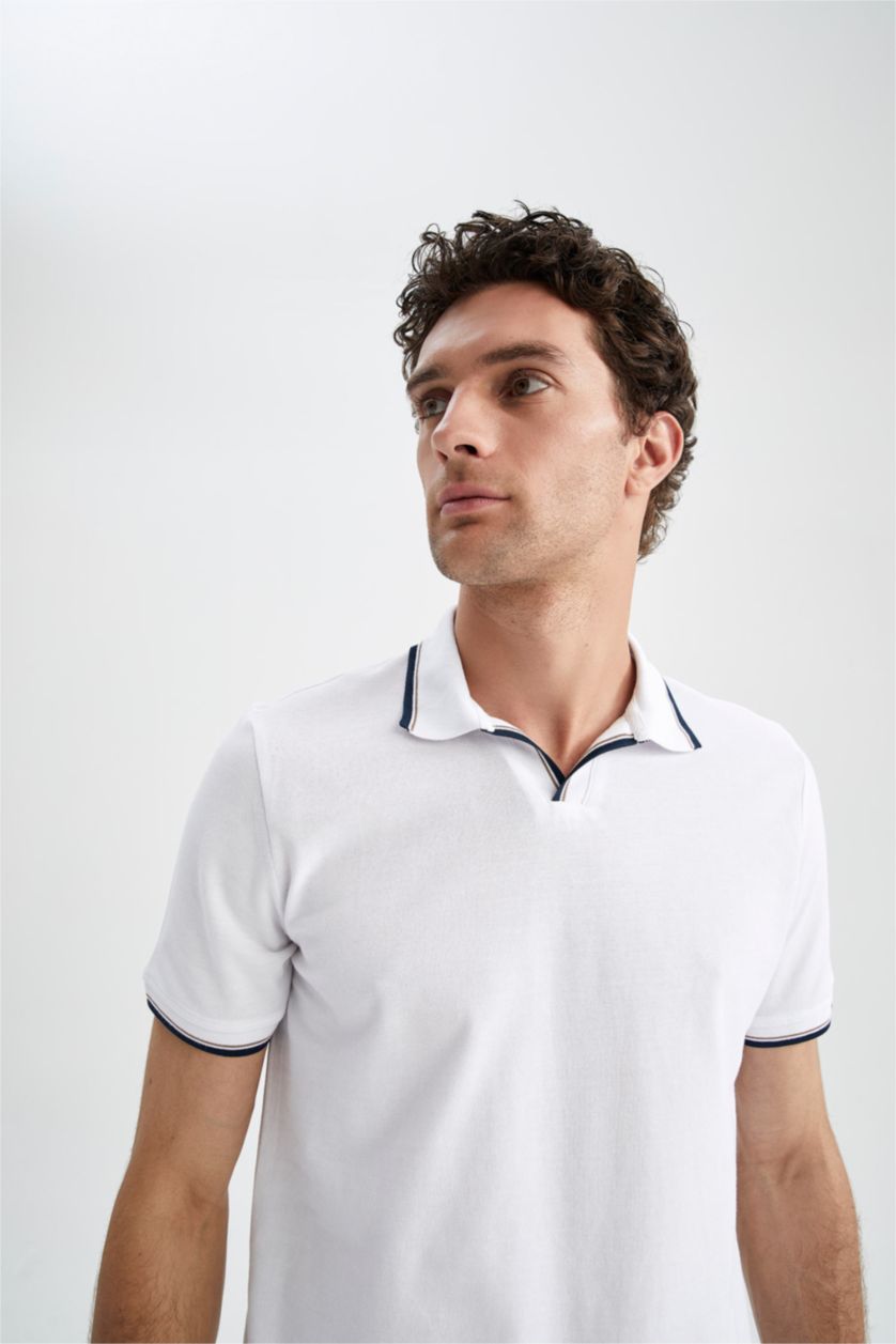 MAN White Regular Fit Short Sleeve Polo T-Shirt