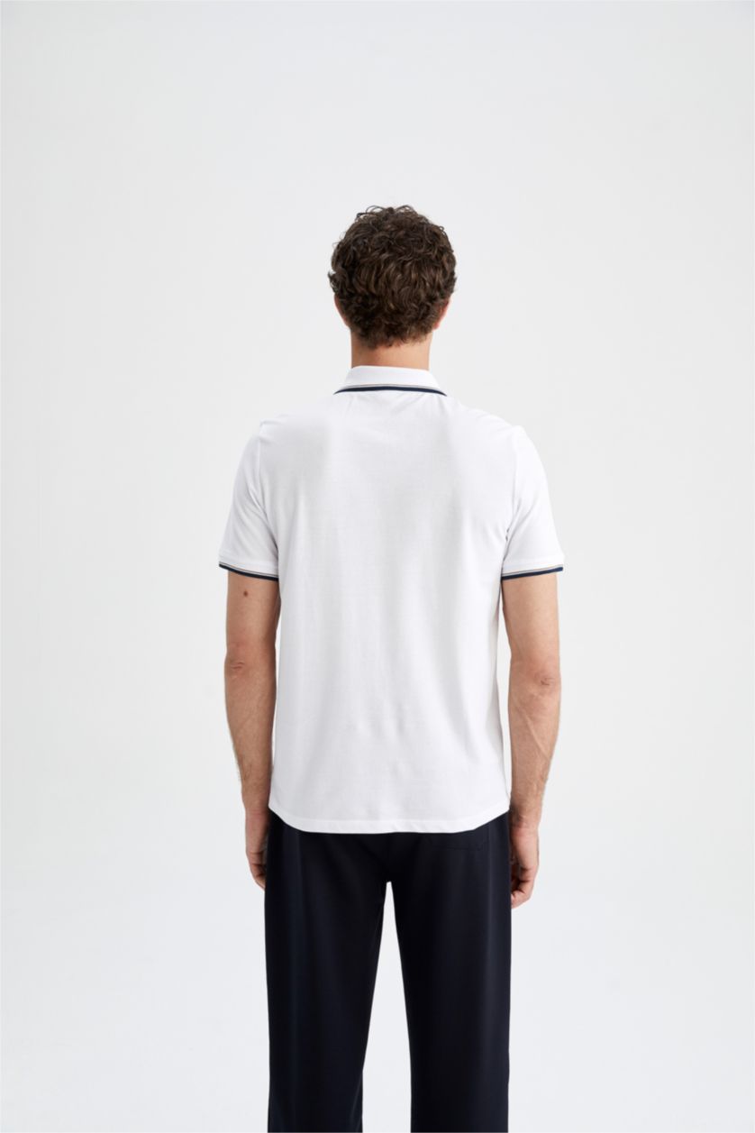 MAN White Regular Fit Short Sleeve Polo T-Shirt