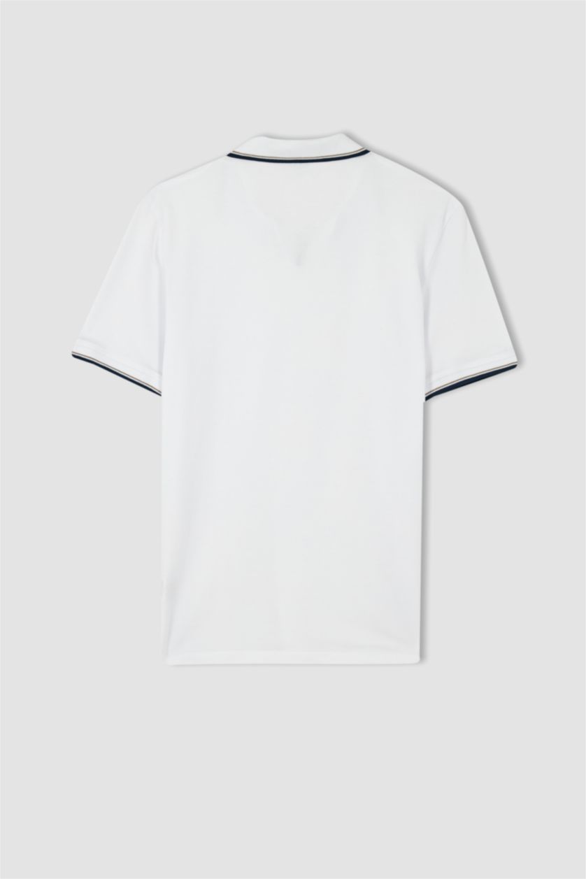 MAN White Regular Fit Short Sleeve Polo T-Shirt