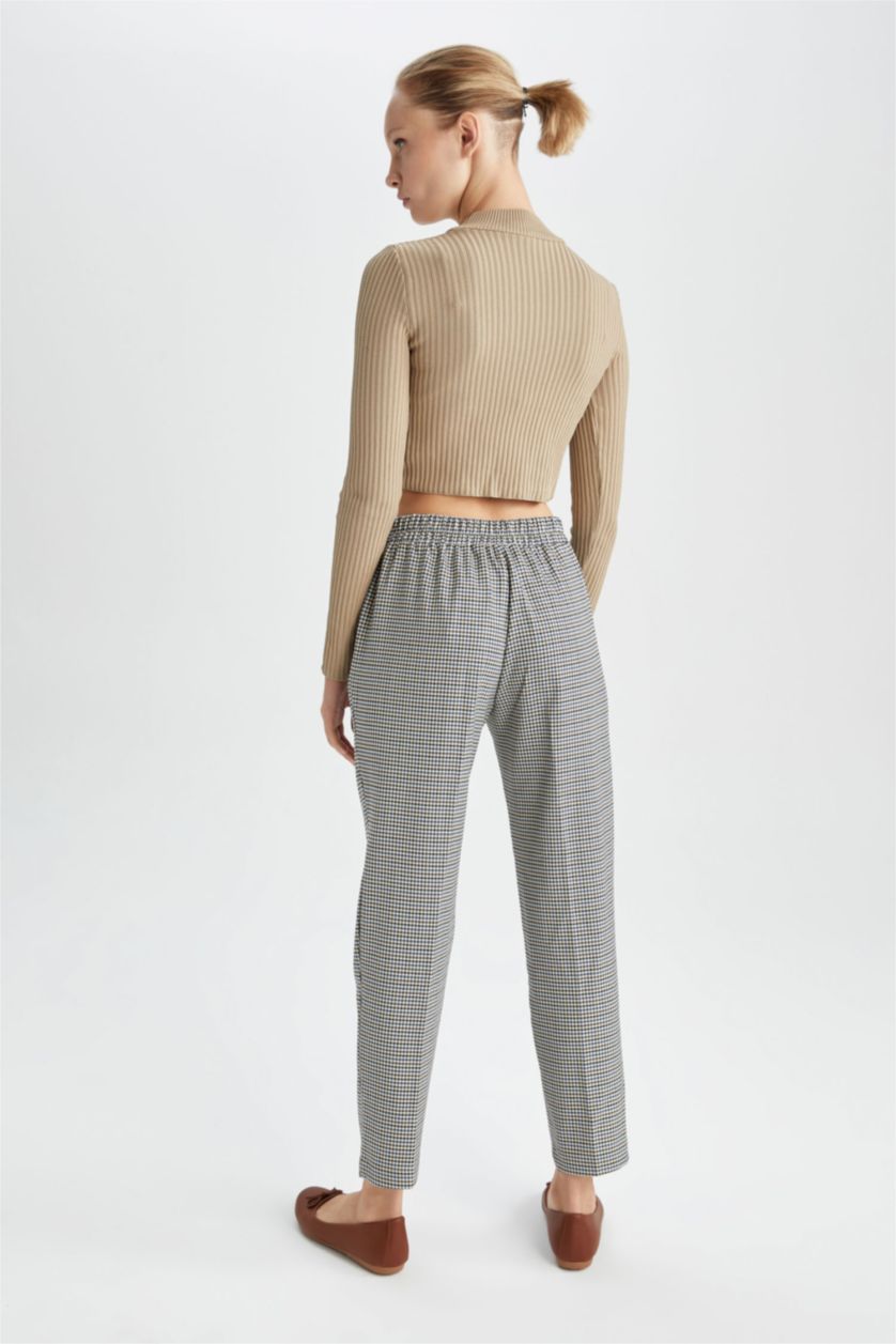 Kadın Bej Yüksek Bel Jogger Fıt Pantolon