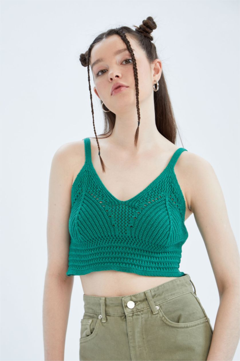 FEMME Vert Coupe slim raccourcie