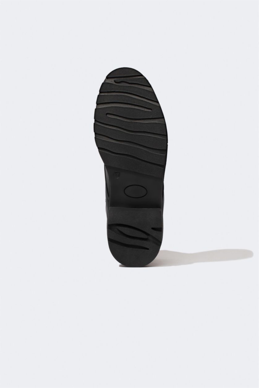 رجال أسود بوت رجالي بكعب مسنن برباط وسحاب