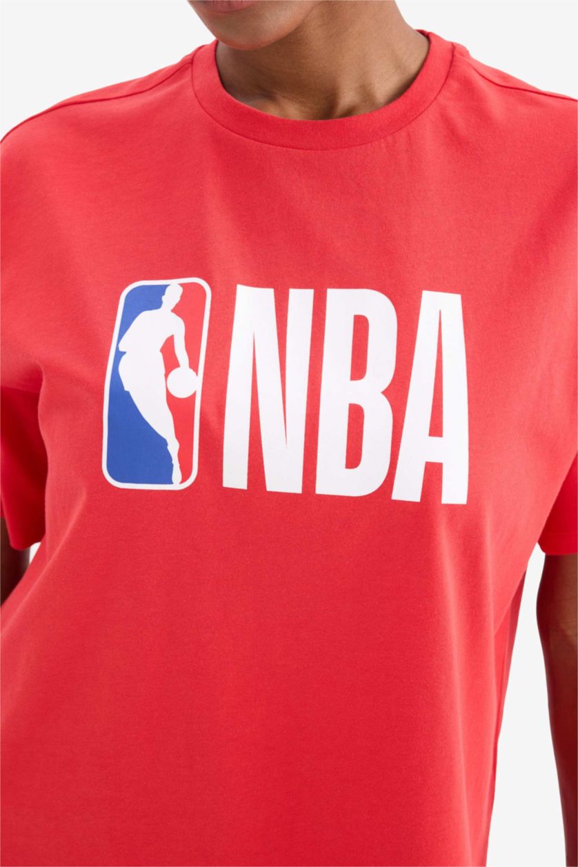 Kadın Kırmızı %100 Pamuk NBA Wordmark Oversize Tişört
