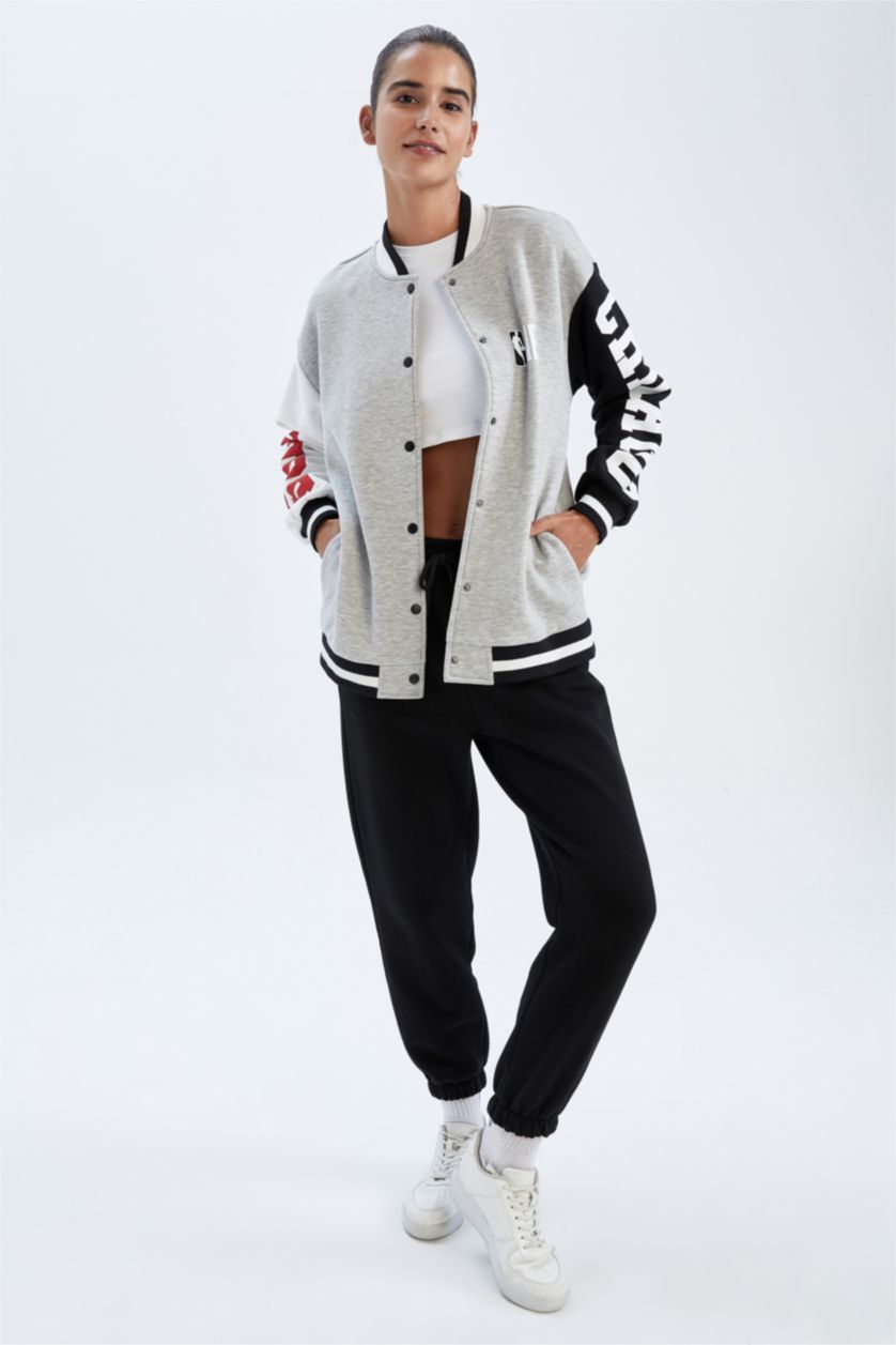 FEMME Gris Cardigan Avec Poche Chicago Bulls
