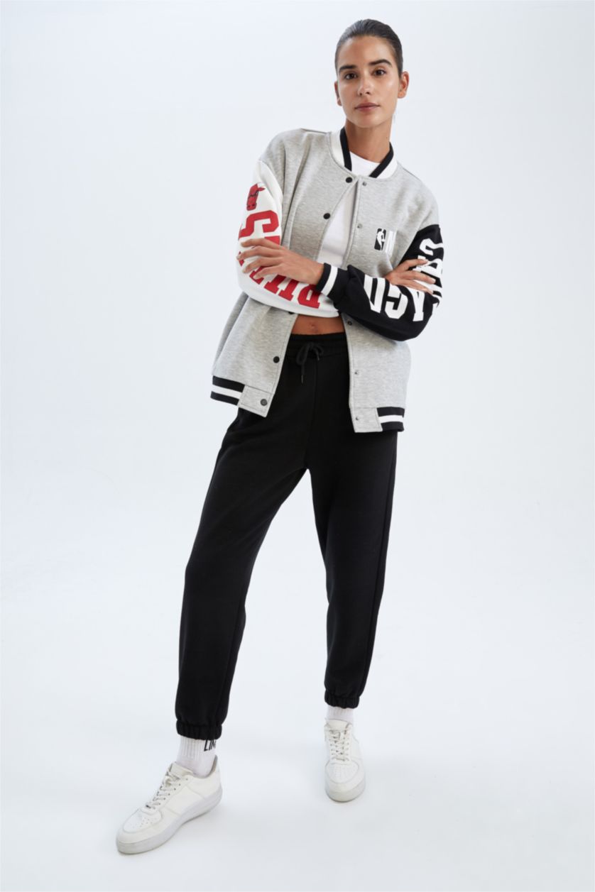FEMME Gris Cardigan Avec Poche Chicago Bulls