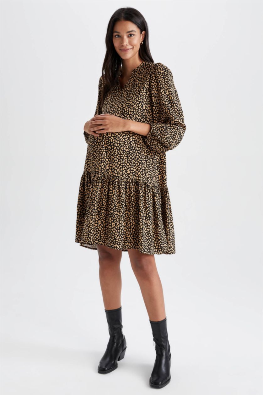 WOMAN Brown Regular Fit Mini Maternity Dress