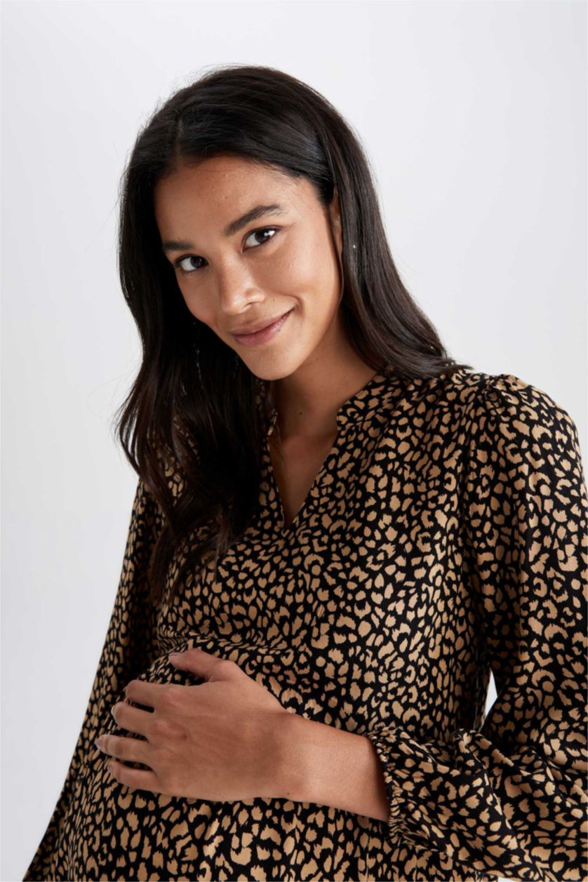 WOMAN Brown Regular Fit Mini Maternity Dress