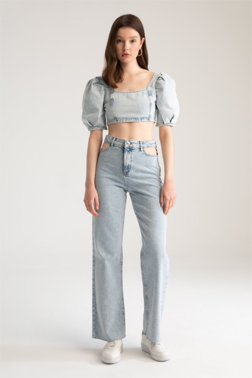 FEMME BLEU Clair Taille haute