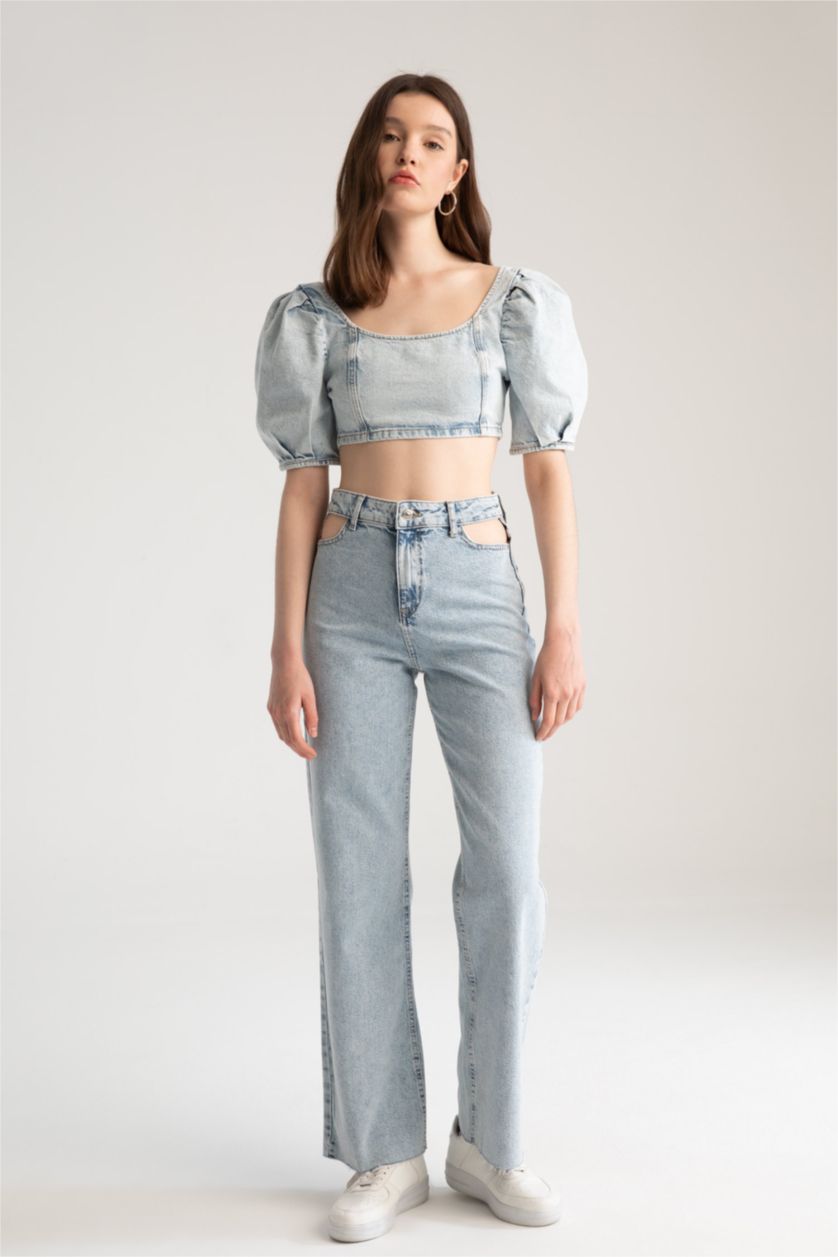 FEMME BLEU Clair Taille haute