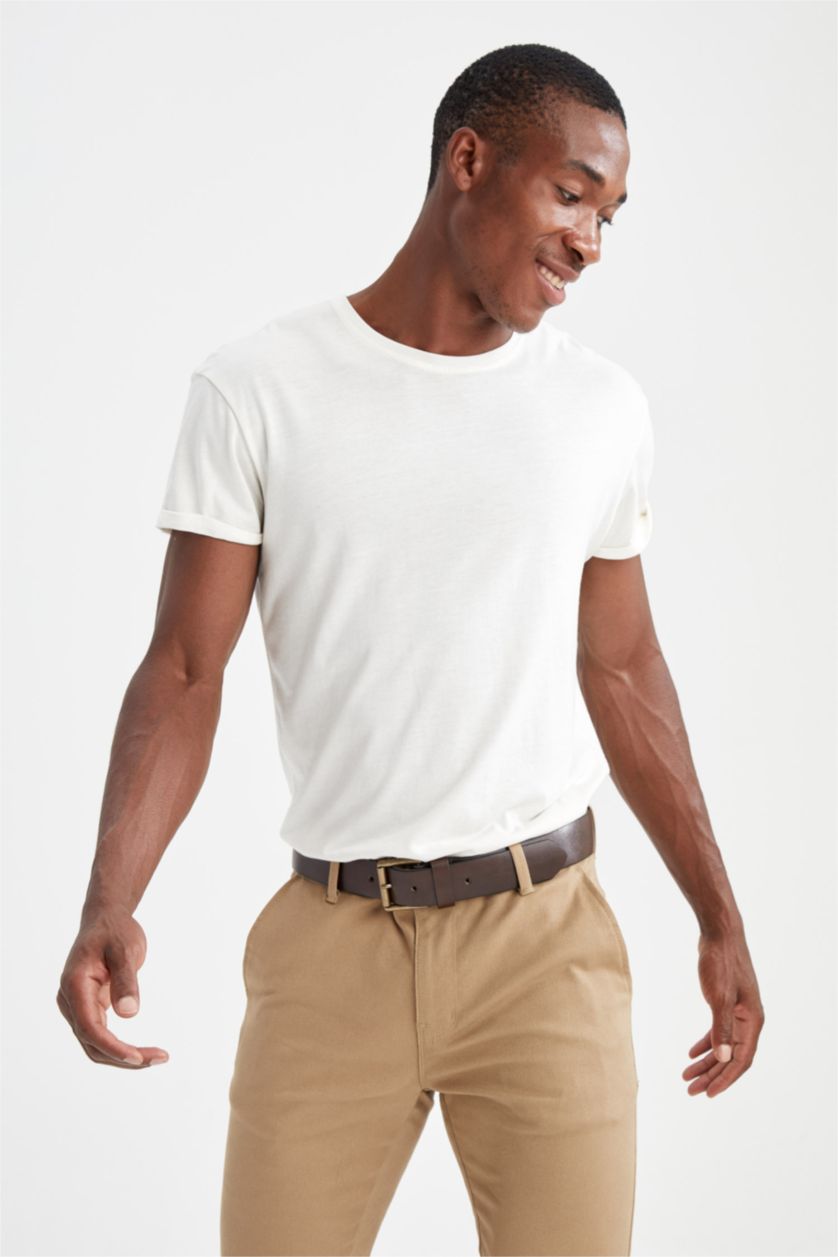 Erkek Kahve Erkek Suni Deri Kare Tokalı Kemer