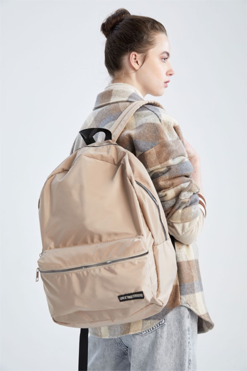 WOMAN Beige Unisex Defacto Fit School Backpack