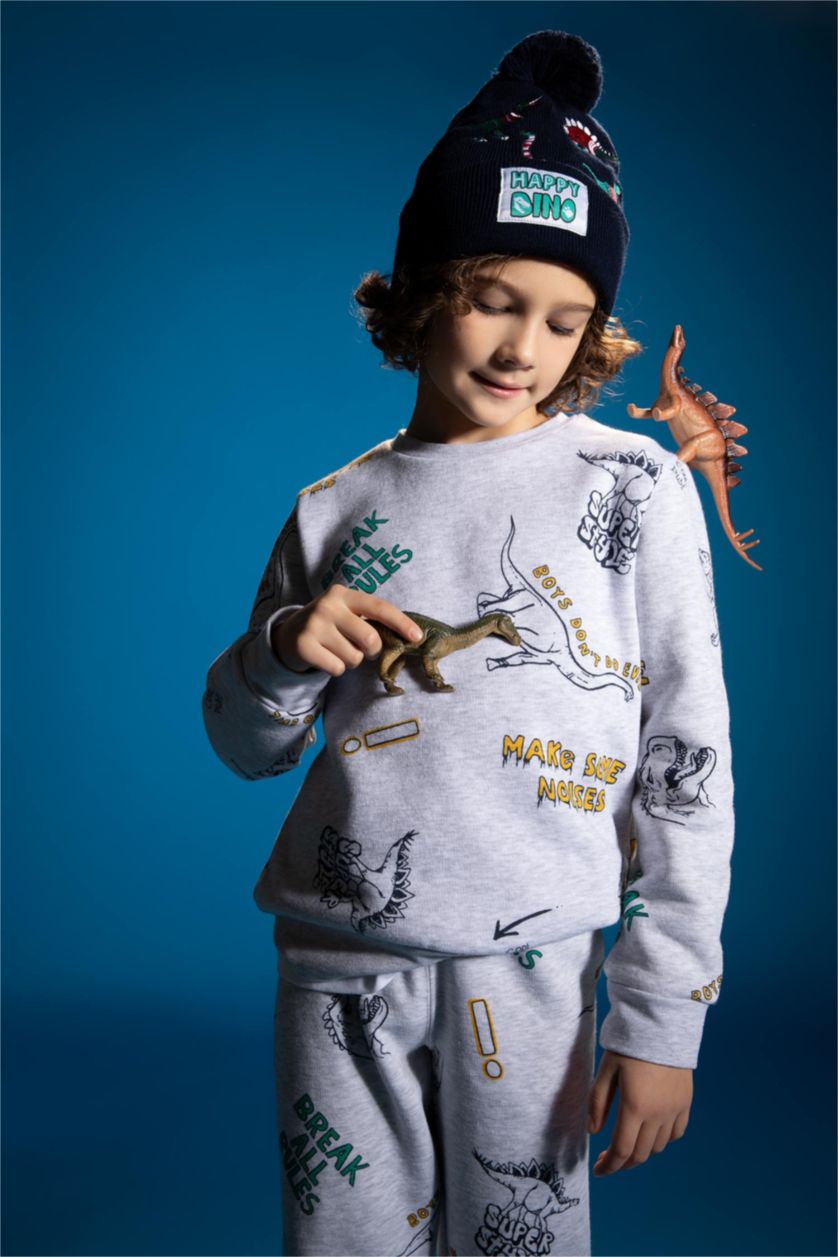 أولاد ميلانج رمادي فاتح سويت شيرت ولادي قصة عادية بياقة مستديرة