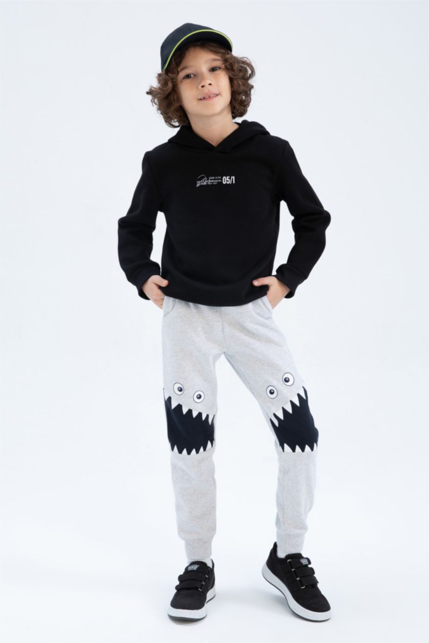 BOYS & TEENS Light Grey Melange Regular Fit Trousers