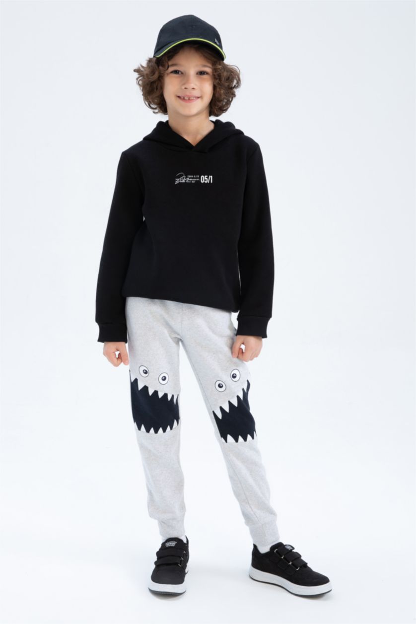 BOYS & TEENS Light Grey Melange Regular Fit Trousers