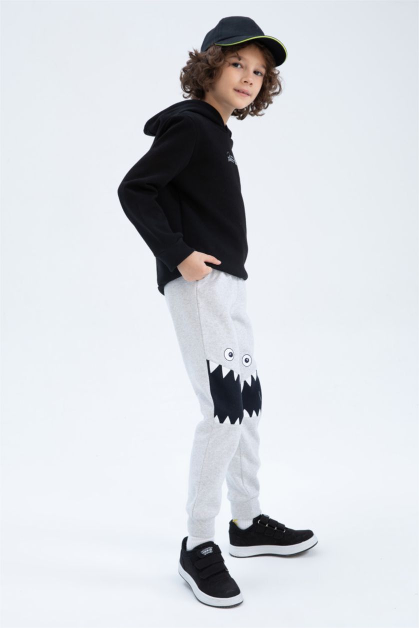 BOYS & TEENS Light Grey Melange Regular Fit Trousers