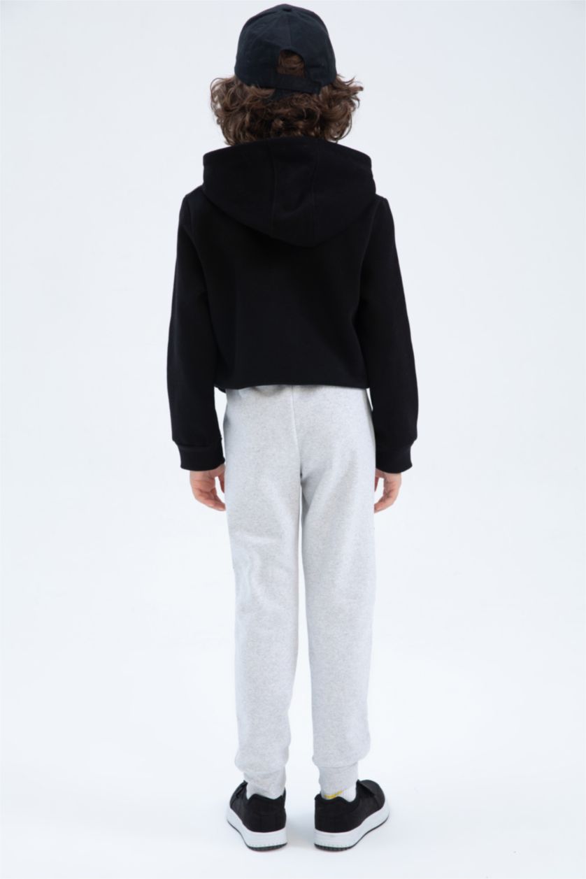 BOYS & TEENS Light Grey Melange Regular Fit Trousers