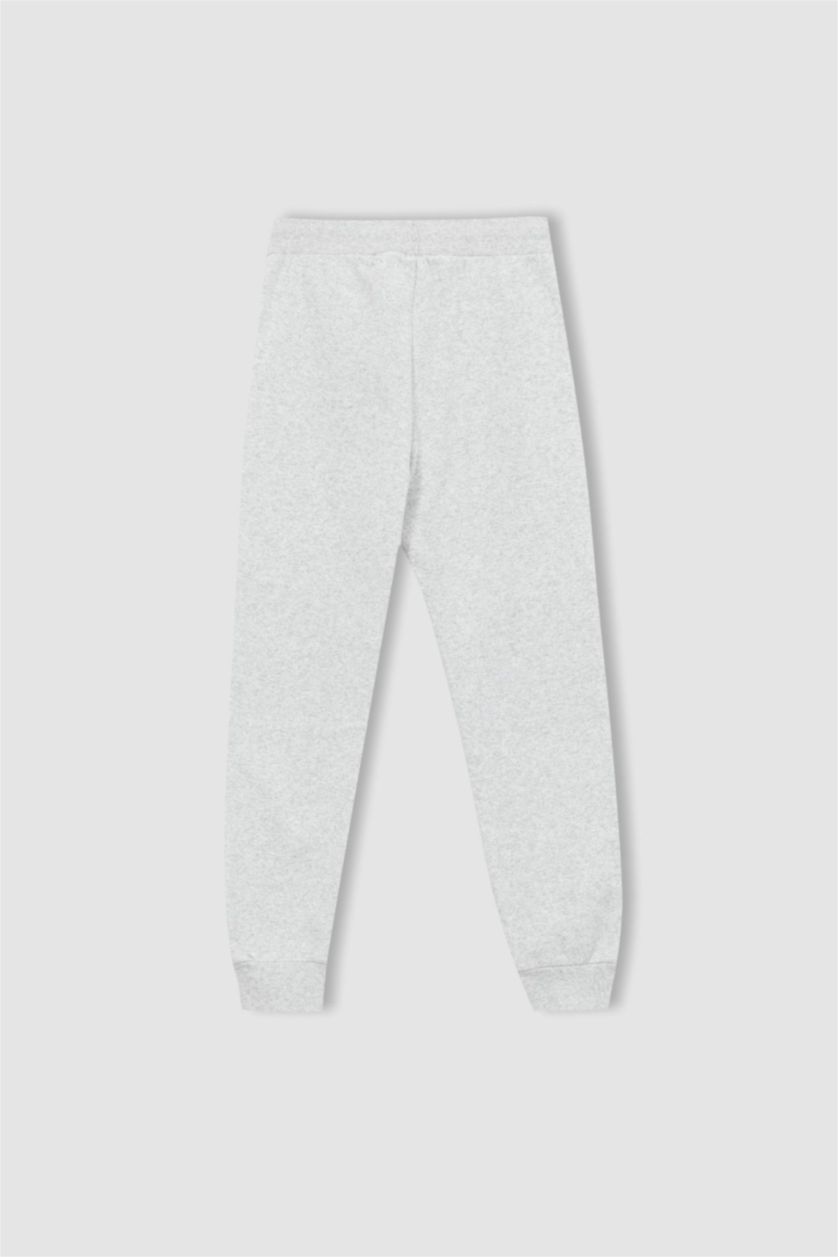 BOYS & TEENS Light Grey Melange Regular Fit Trousers
