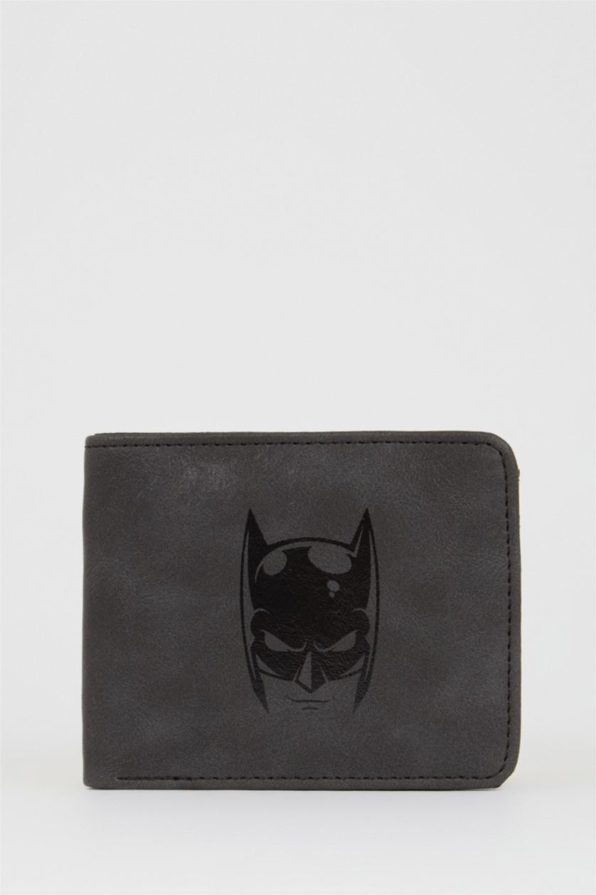 MAN Black Men's Batman Licensed Faux Leather Wallet