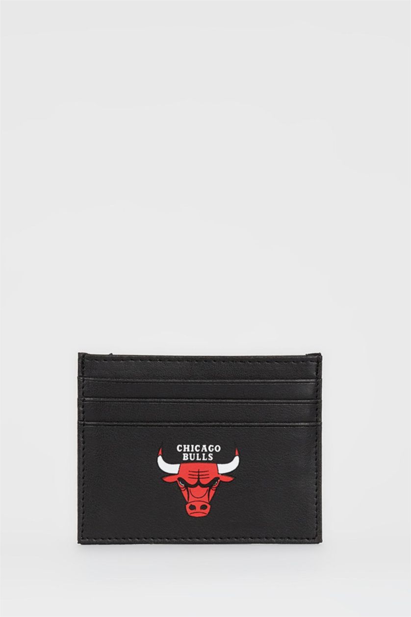 Erkek Siyah Erkek NBA Chicago Bulls Lisanslı Suni Deri Kartvizitlik