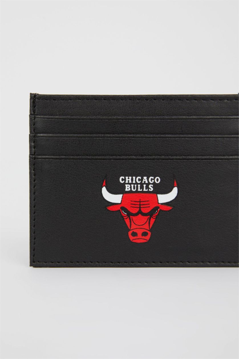 Erkek Siyah Erkek NBA Chicago Bulls Lisanslı Suni Deri Kartvizitlik
