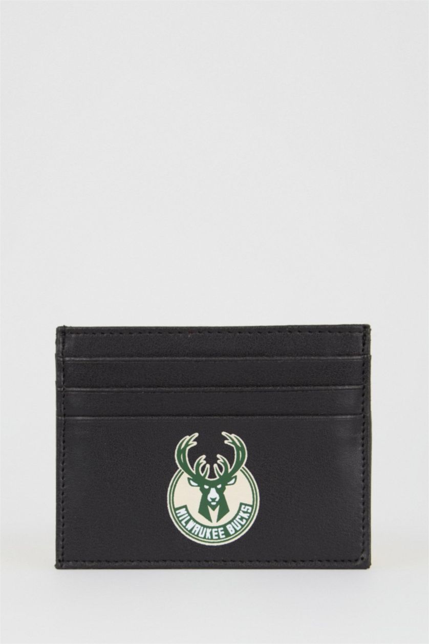 Erkek Siyah Erkek NBA Milwaukee Bucks Suni Deri Kartvizit