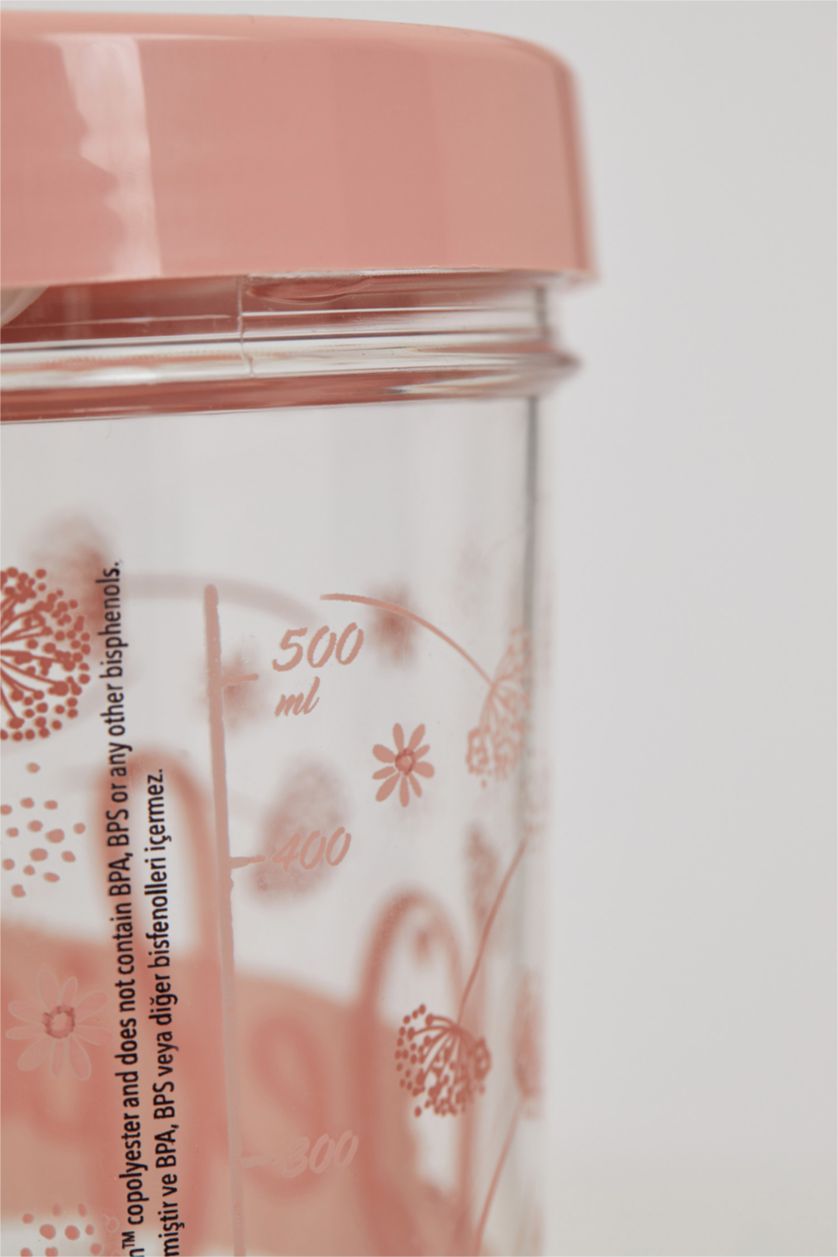 Kadın Pembe Yazı Baskılı Su Matarası