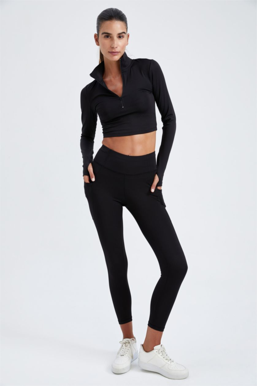 نساء أسود Slim Fit Long Sleeve T-Shirt