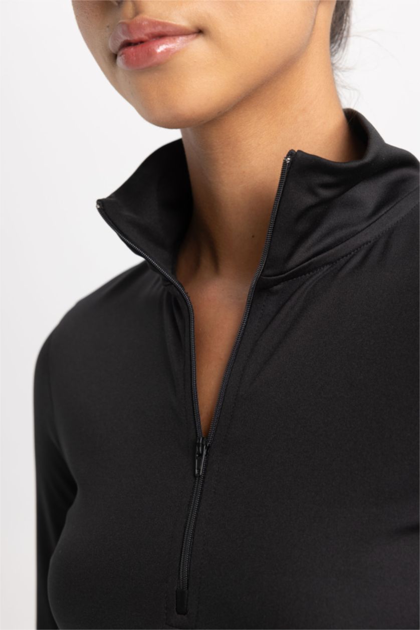 WOMAN Black Crop Long Sleeve T-Shirt