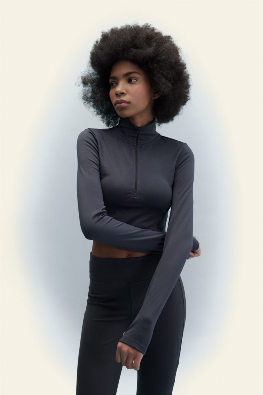 نساء أنثرا تيشيرت ردن طويل سليم فيت بياخة عالية من DeFactoFit