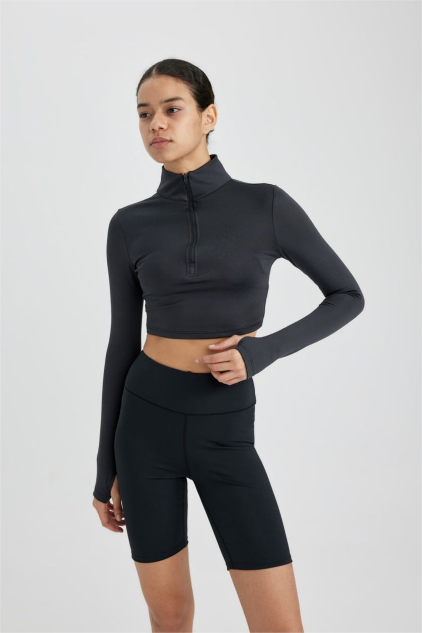 نساء أنثرا تيشيرت ردن طويل سليم فيت بياخة عالية من DeFactoFit