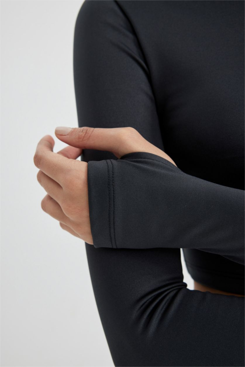 نساء أنثرا تيشيرت ردن طويل سليم فيت بياخة عالية من DeFactoFit