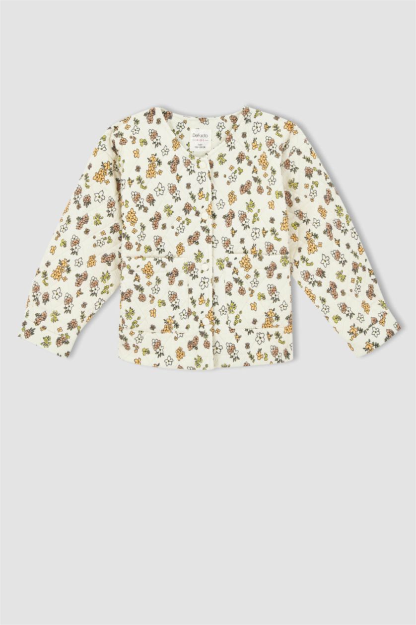 GIRLS & TEENS Ecru Girl Floral Quilted Jacket