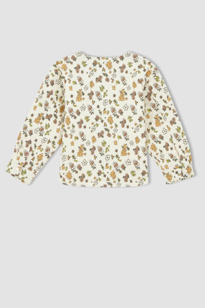 GIRLS & TEENS Ecru Girl Floral Quilted Jacket