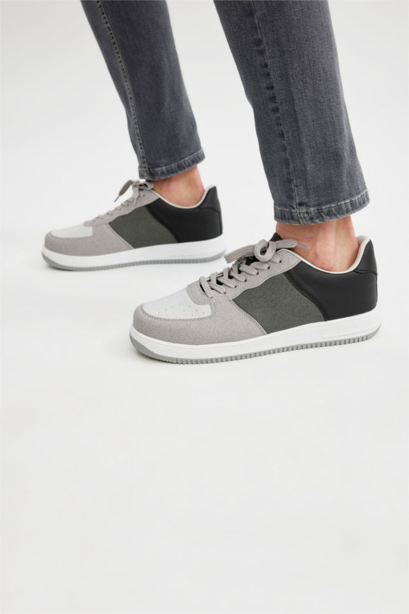 Erkek Karma Erkek Düz Taban Bağcıklı Suni Deri Sneaker