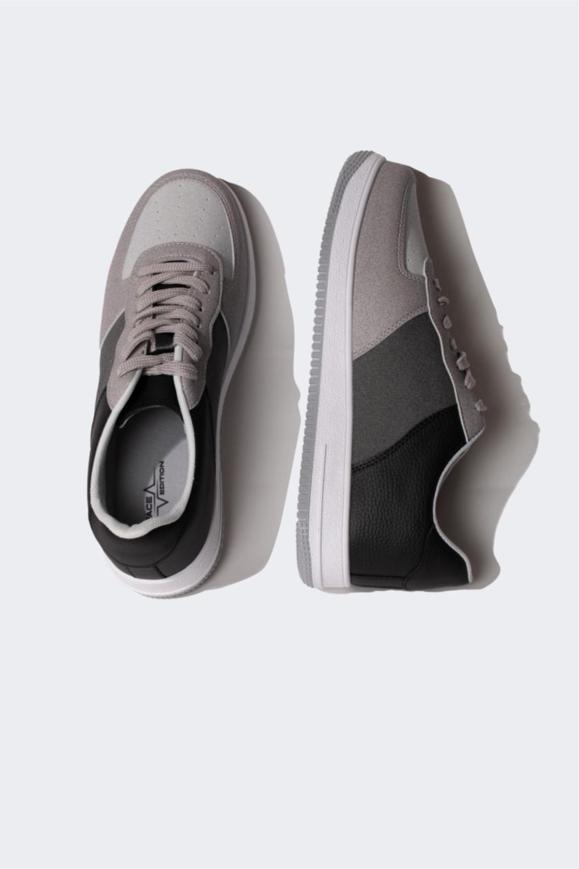 Erkek Karma Erkek Düz Taban Bağcıklı Suni Deri Sneaker