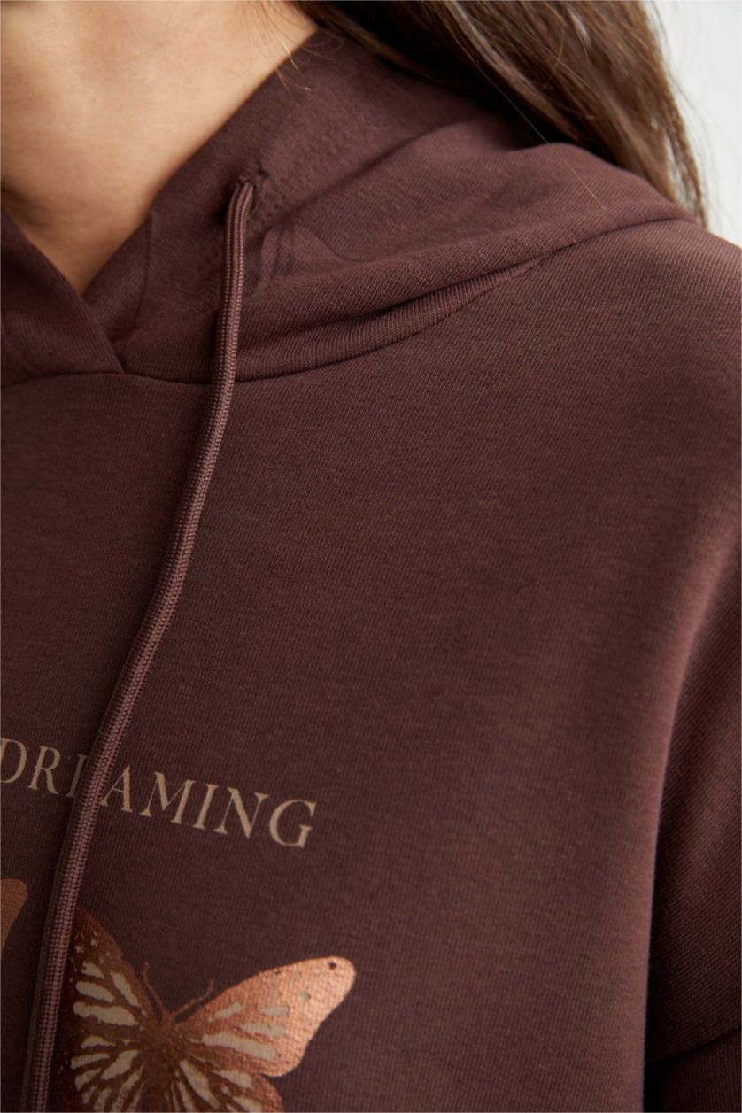 WOMAN Brown Oversize Fit Crew Neck Slogan Sweat Tunic