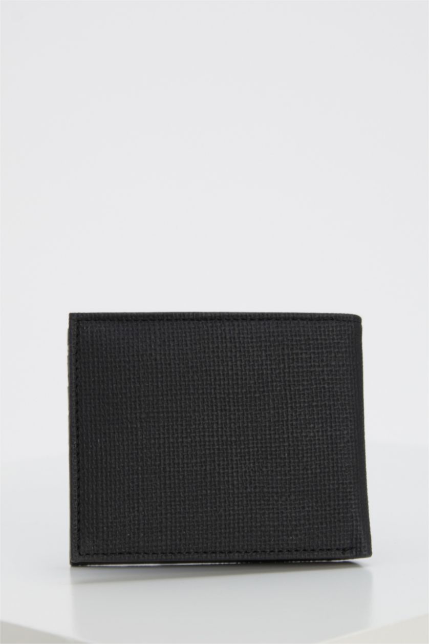 HOMME Noir Portefeuille horizontal en similicuir