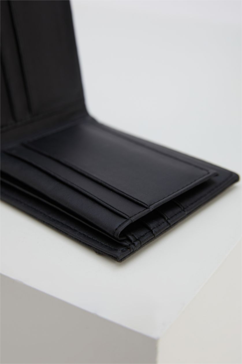 HOMME Noir Portefeuille horizontal en similicuir